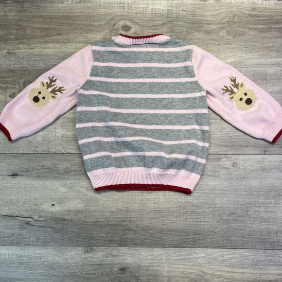 Koala Kids  Knit Crew Neck Sweater Pink Red 12 Mo Santas Little Helper Reindeer - Picture 4 of 14